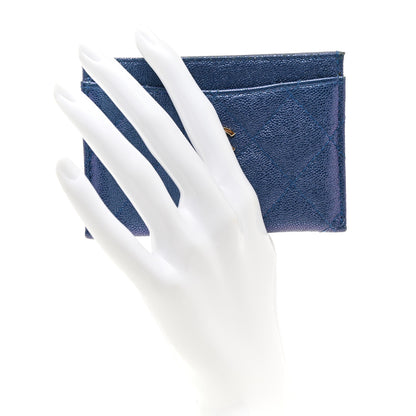 Chanel Iridescent Caviar Quilted Card Holder Dark Blue 2 of 10