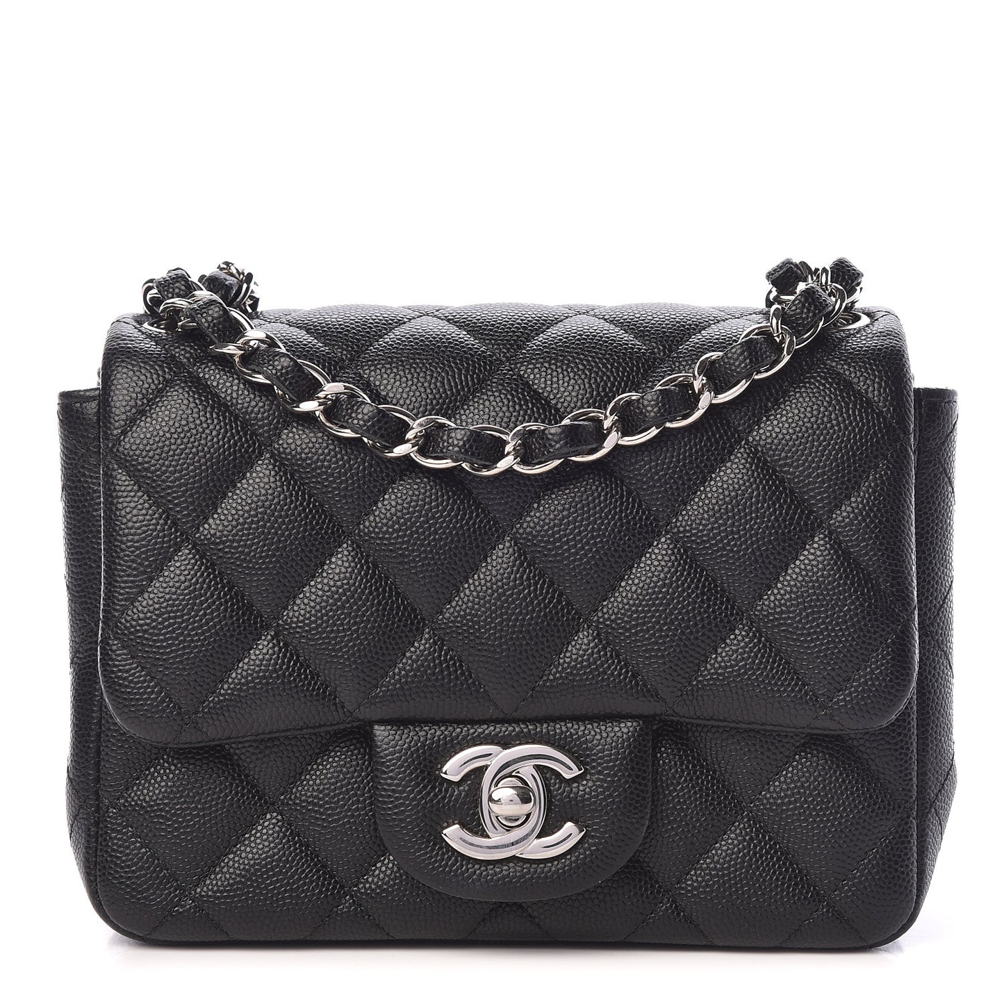 Caviar Quilted Mini Square Flap Black