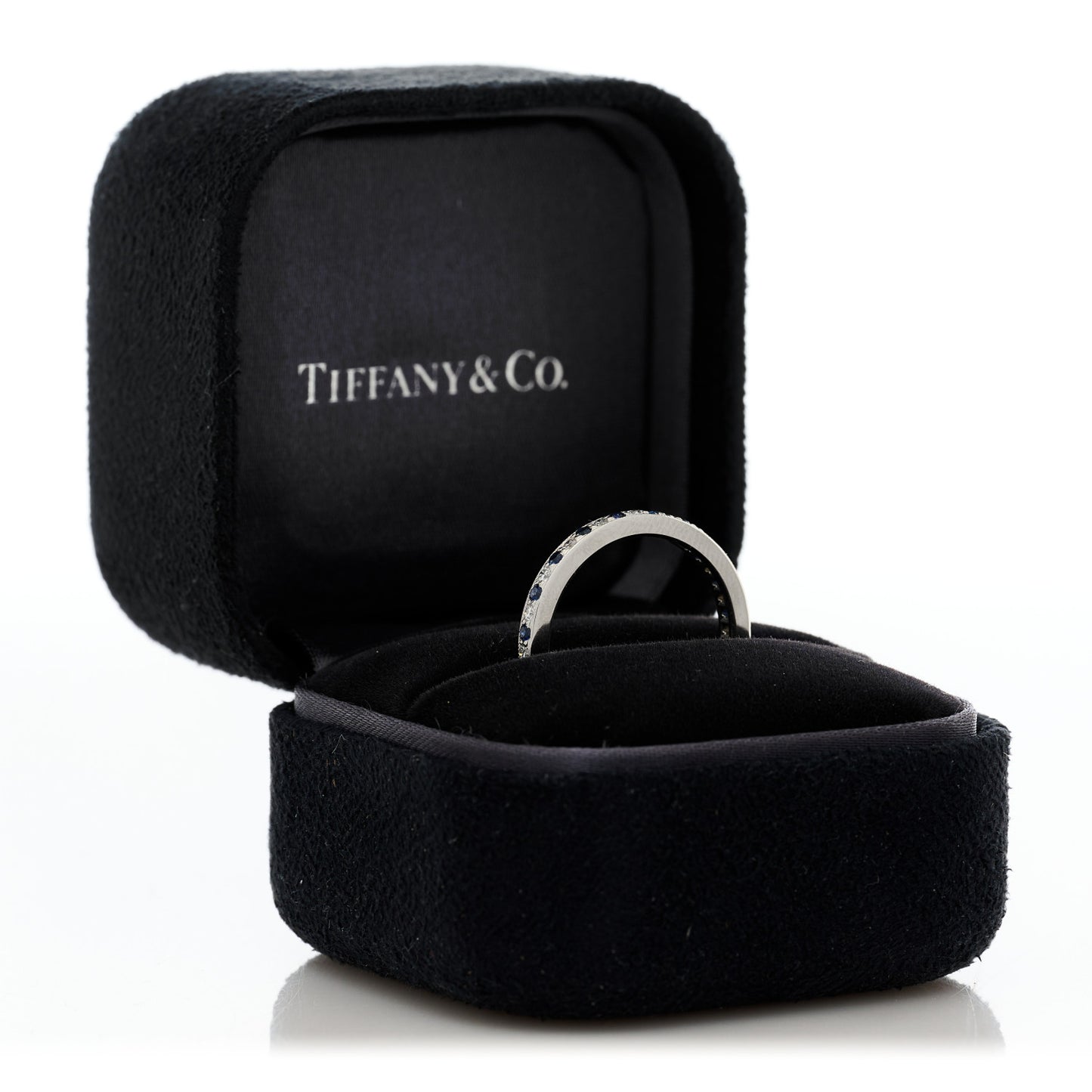 Platinum Diamond Blue Sapphire Legacy Eternity Band Ring 53 6.5