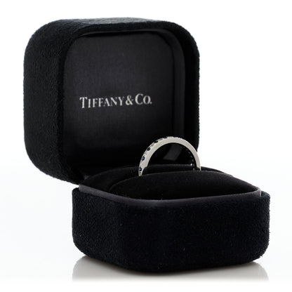 Tiffany Platinum Diamond Blue Sapphire Legacy Eternity Band Ring 53 6.5 5 of 5