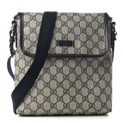 Gucci GG Plus Monogram Sellieria Calfskin Small Flap Messenger Bag Beige Blue 1 of 10
