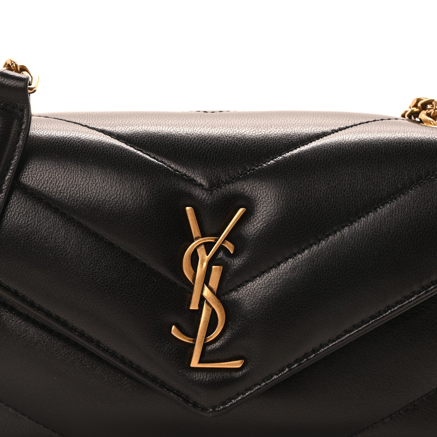 Saint Laurent Lambskin Chevron Quilted Mini Loulou Black 8 of 10