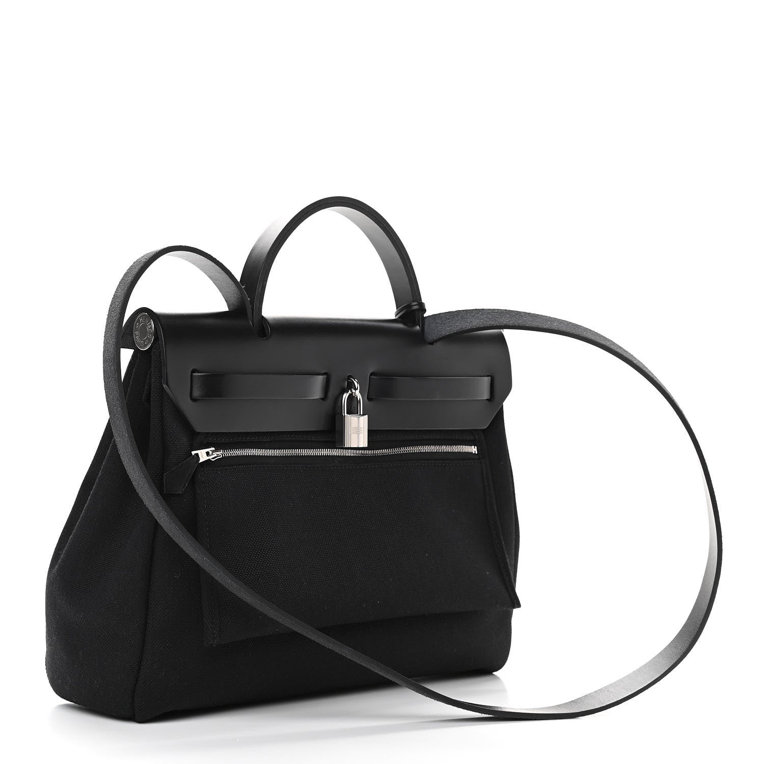 Hermes Military Toile Vache Hunter Herbag Zip Retourne 31 PM Black 4 of 11