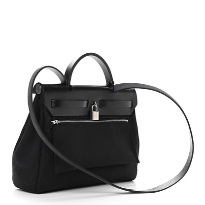 Hermes Military Toile Vache Hunter Herbag Zip Retourne 31 PM Black 4 of 11
