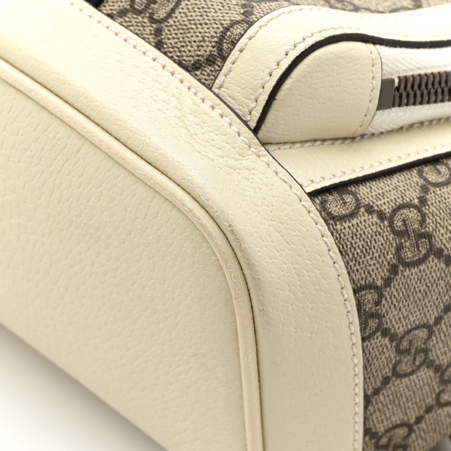 Gucci GG Supreme Monogram Textured Calfskin Web Small Ophidia Day Backpack Beige Ebony Mystic White 12 of 14