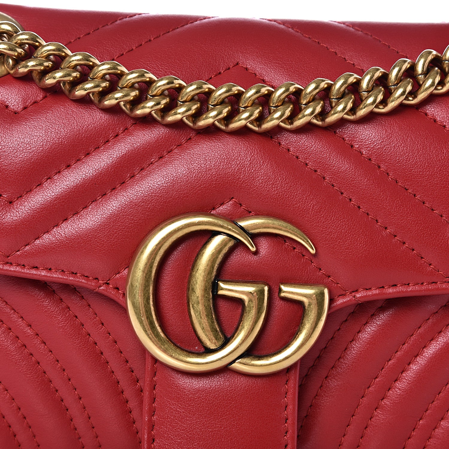 Gucci Calfskin Matelasse Mini GG Marmont Shoulder Bag Hibiscus Red 11 of 12