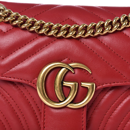 Gucci Calfskin Matelasse Mini GG Marmont Shoulder Bag Hibiscus Red 11 of 12