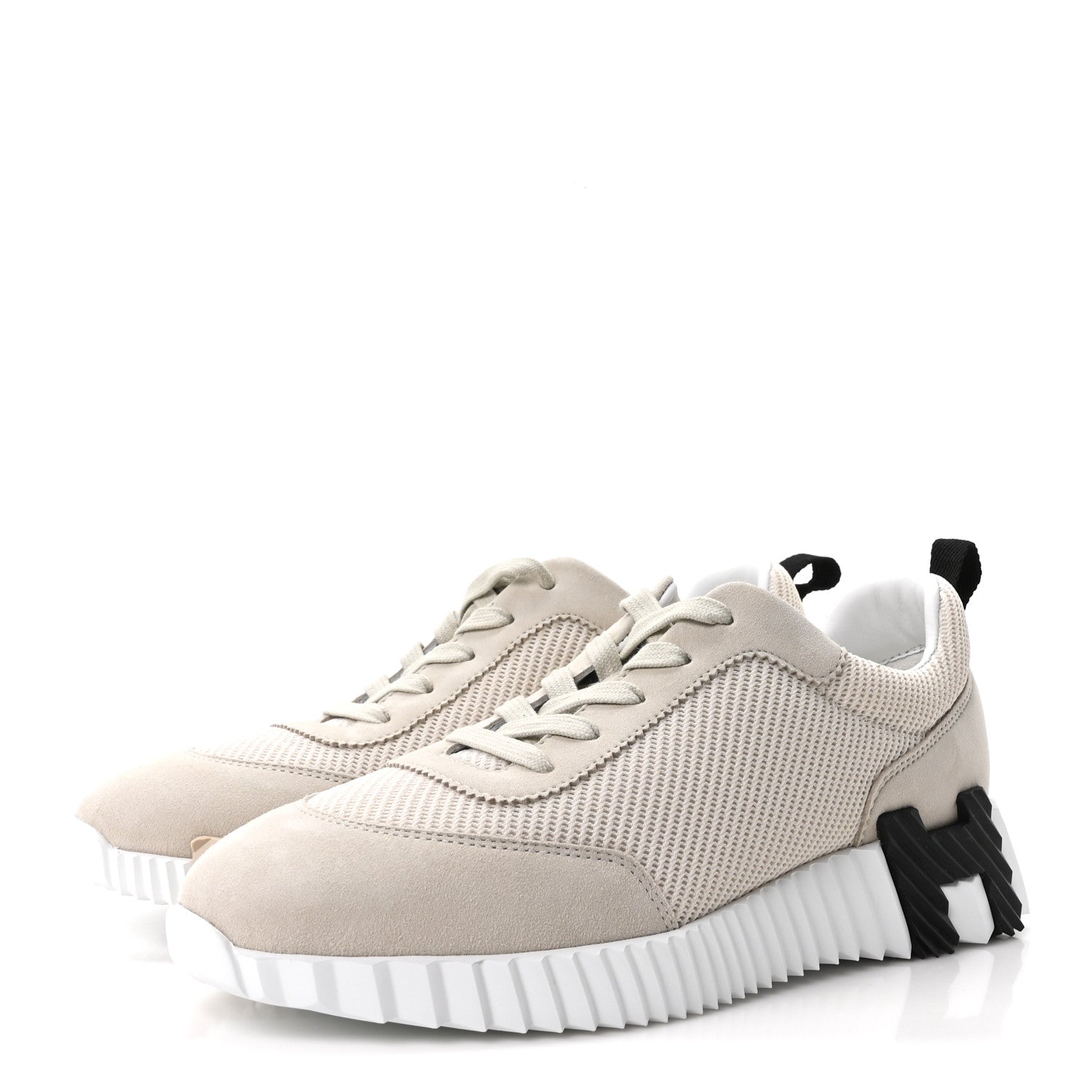 Hermes Airy Mesh Suede Goatskin Womens Bouncing Sneakers 39 Beige Glasie 4 of 10