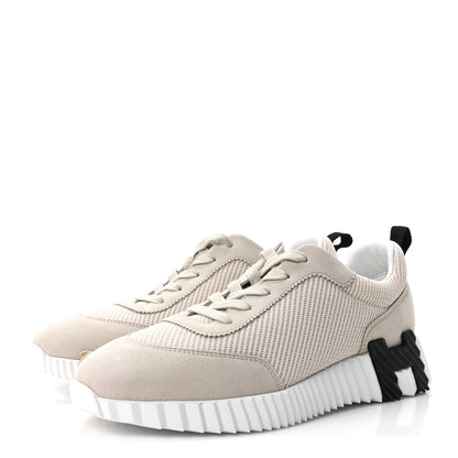 Hermes Airy Mesh Suede Goatskin Womens Bouncing Sneakers 39 Beige Glasie 4 of 10