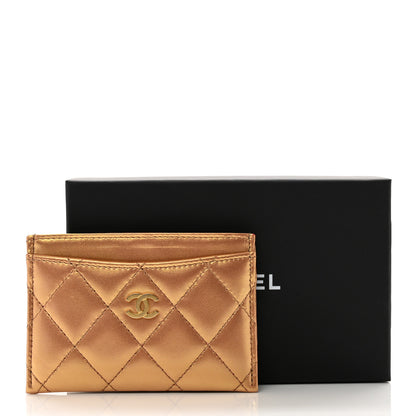 Chanel Metallic Lambskin Quilted CC Card Holder Gold 9 of 9