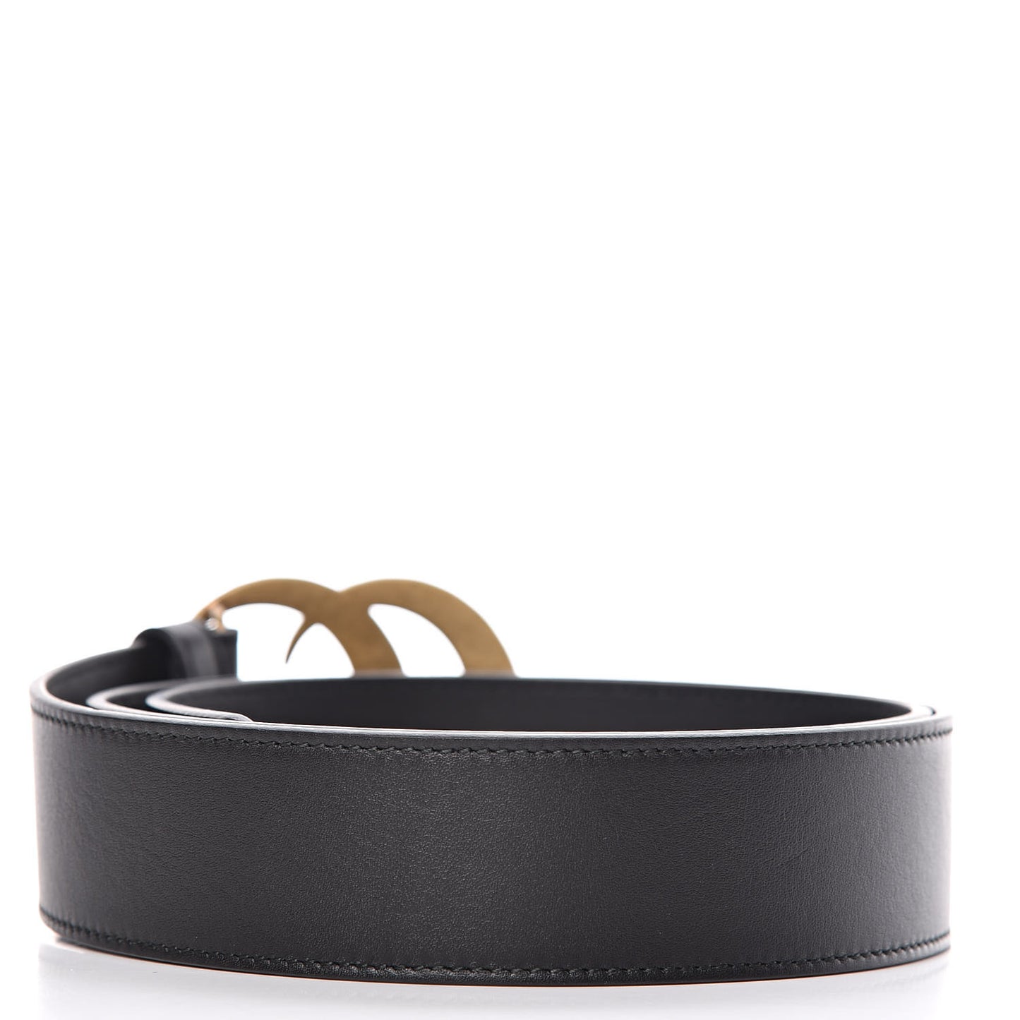 Moon Calfskin Pearl Double G 40mm Belt 95 38 Black Cream