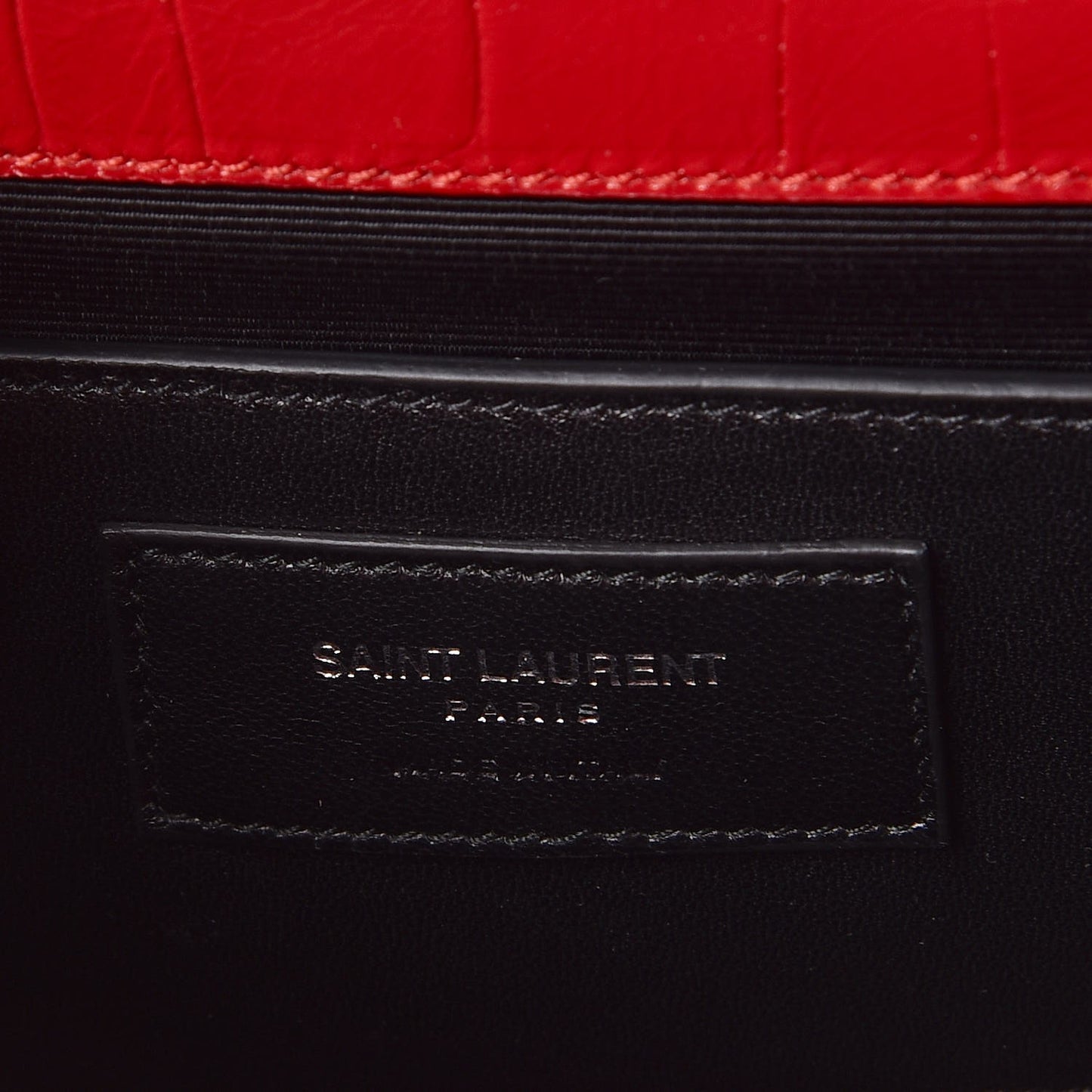 Calfskin Crocodile Embossed Classic Kate Monogram Clutch Red