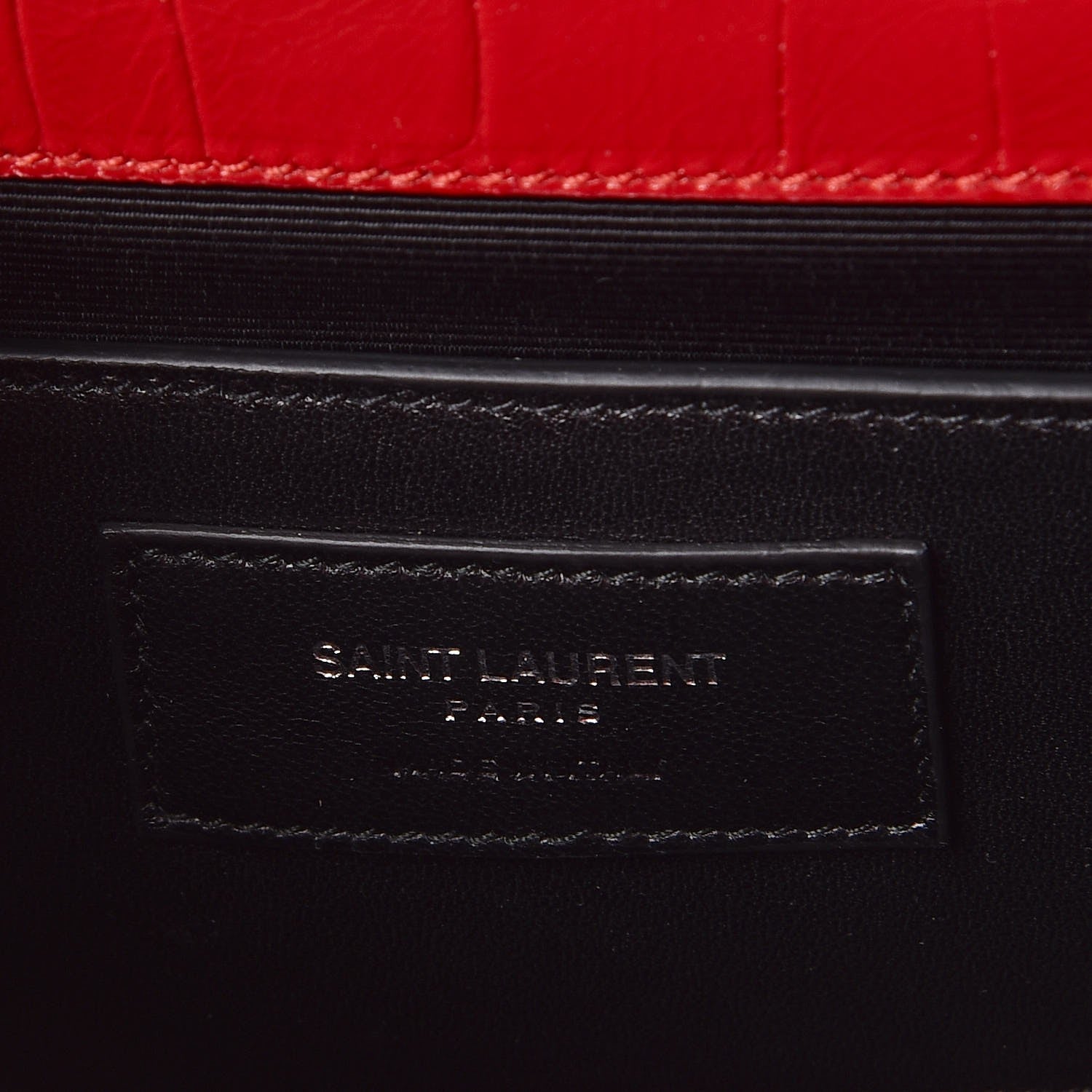 Saint Laurent Calfskin Crocodile Embossed Classic Kate Monogram Clutch Red 6 of 7