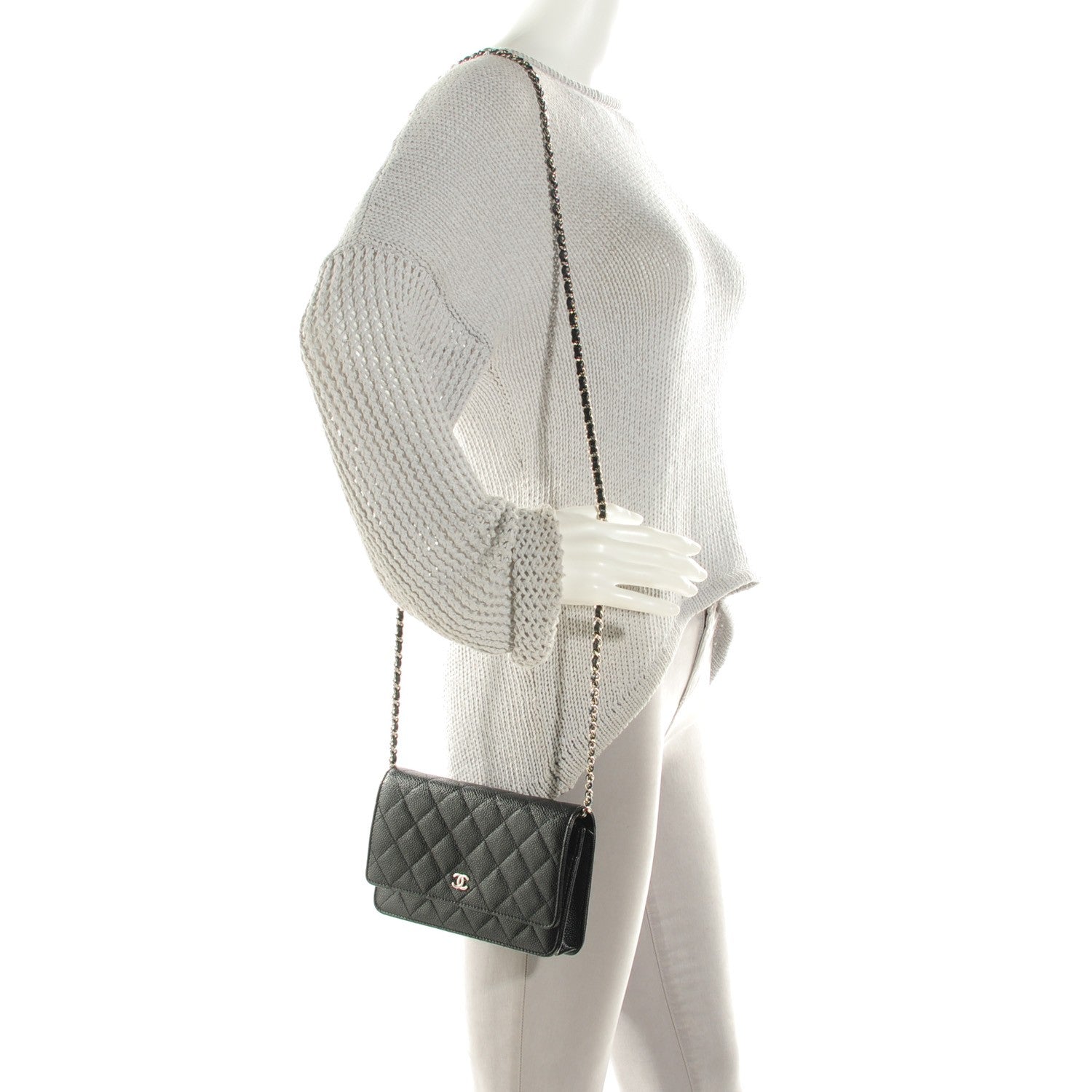 Chanel Caviar Quilted Wallet On Chain WOC Black 2 of 8