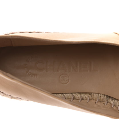 Chanel Lambskin CC Espadrilles 38 Beige Black 8 of 9