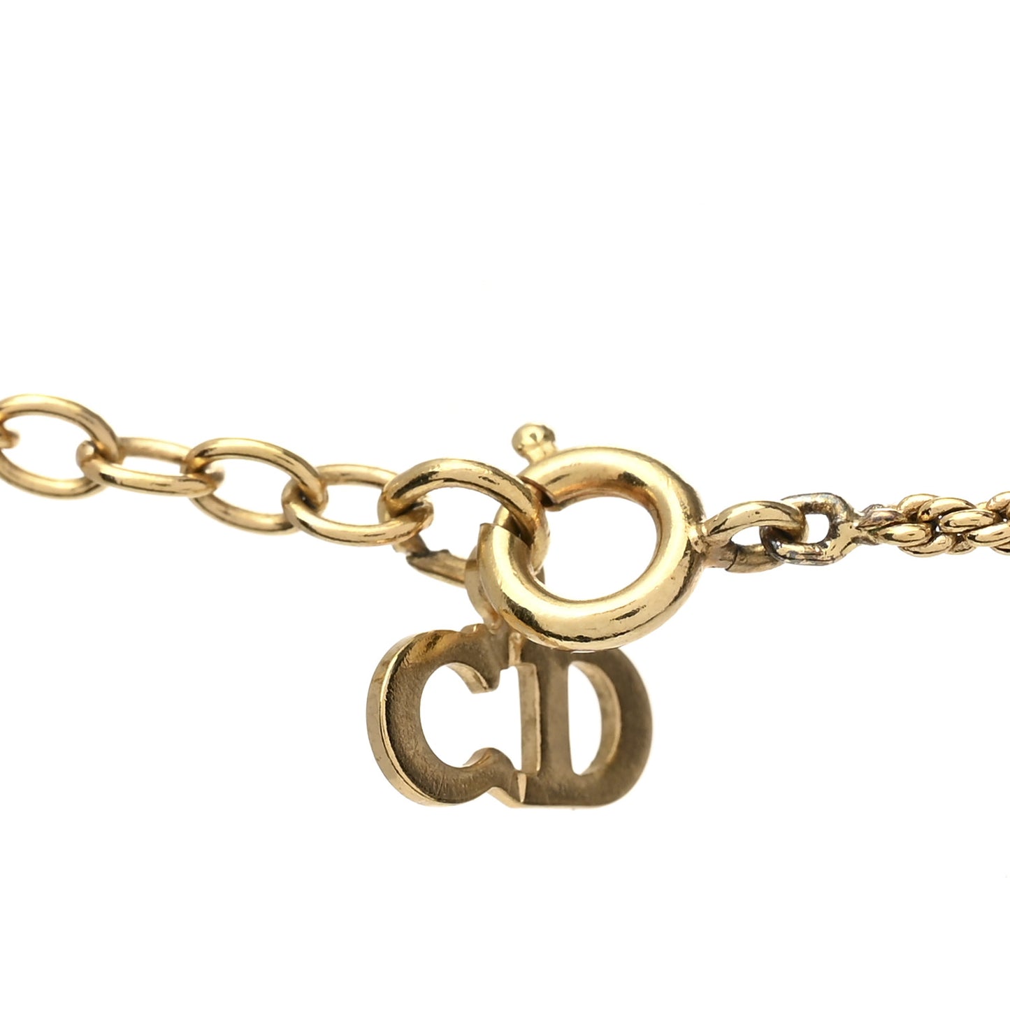 Metal CD Logo Round Pendant Necklace Gold