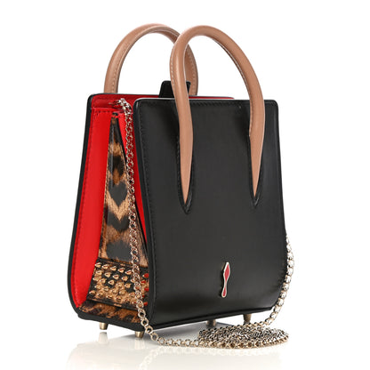 Christian Louboutin Calfskin Patent Leopard Studded Nano Paloma Black 3 of 9