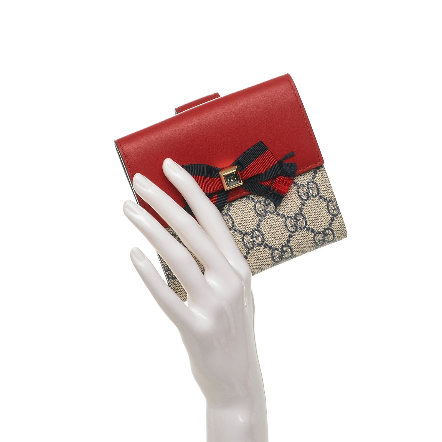 Gucci GG Supreme Monogram Grosgrain French Flap Wallet Red Blue 2 of 6