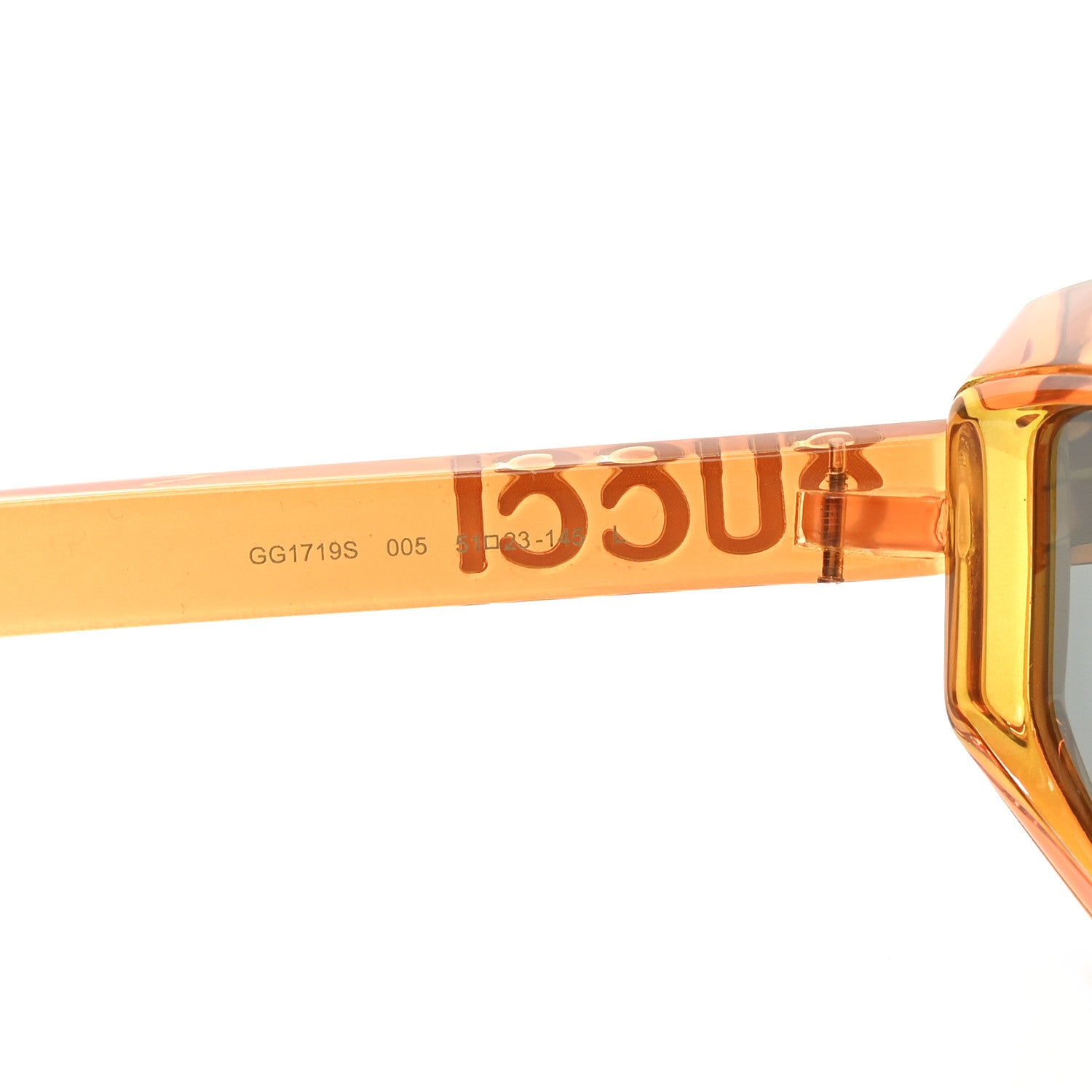 Gucci Acetate Rectangle Sunset Boulevard Sunglasses GG1719S Orange Grey 6 of 7