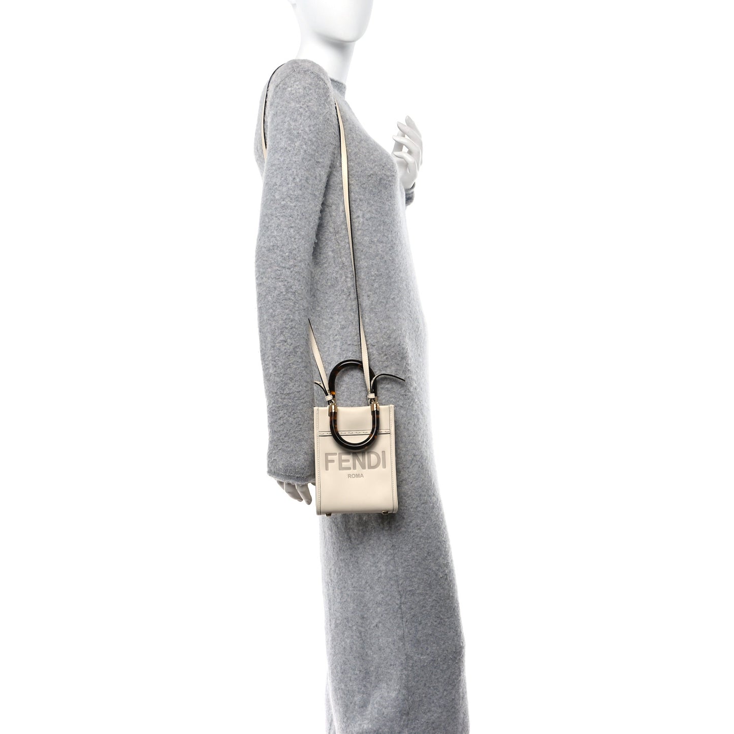 Vitello King Plexiglass Logo Embossed Mini Sunshine Shopper Tote White Ice