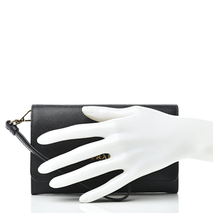 Prada Saffiano Metal Wristlet Black 2 of 9