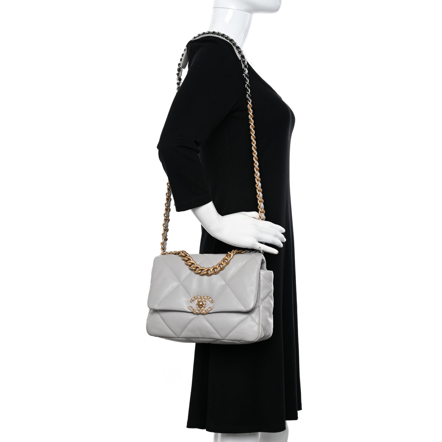 Chanel Lambskin Quilted Medium Chanel 19 Flap Grey 2 of 10