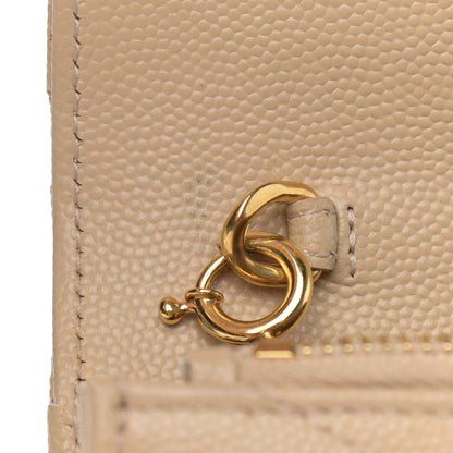 Saint Laurent Grain De Poudre Matelasse Chevron Monogram Envelope Chain Wallet Dark Beige 11 of 13