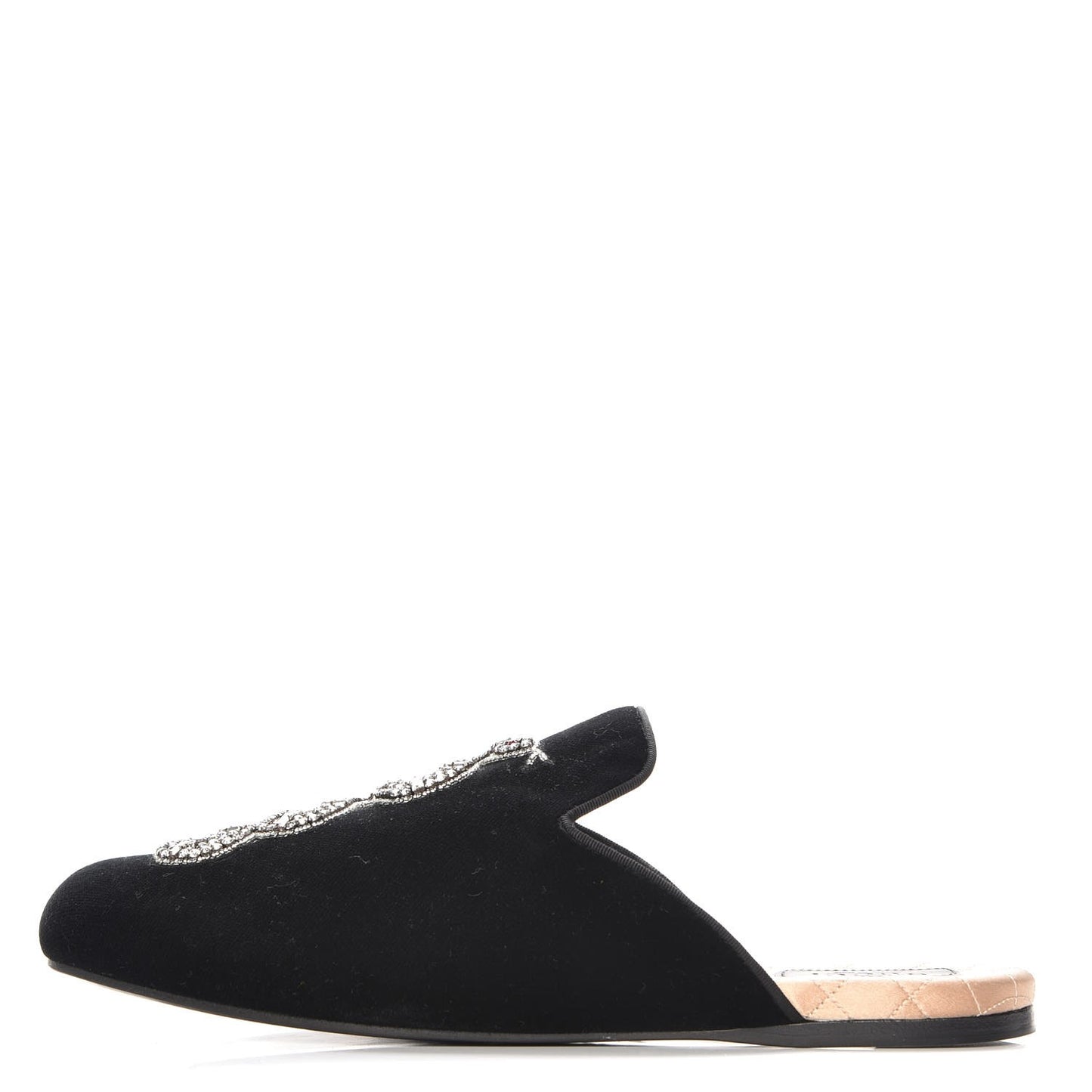 Velvet Embellished Evening Slipper 40 Black