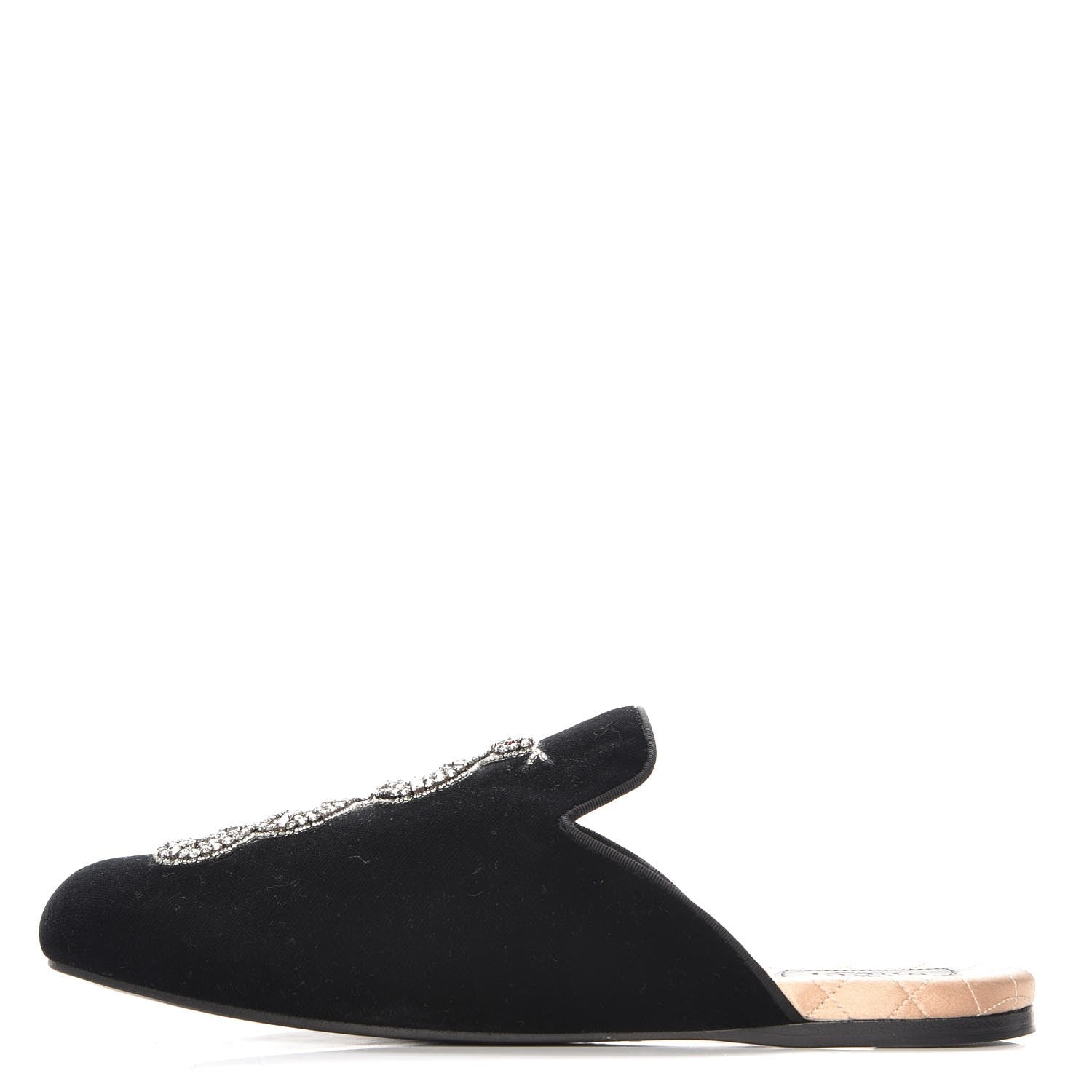 Gucci Velvet Embellished Evening Slipper 40 Black 1 of 7