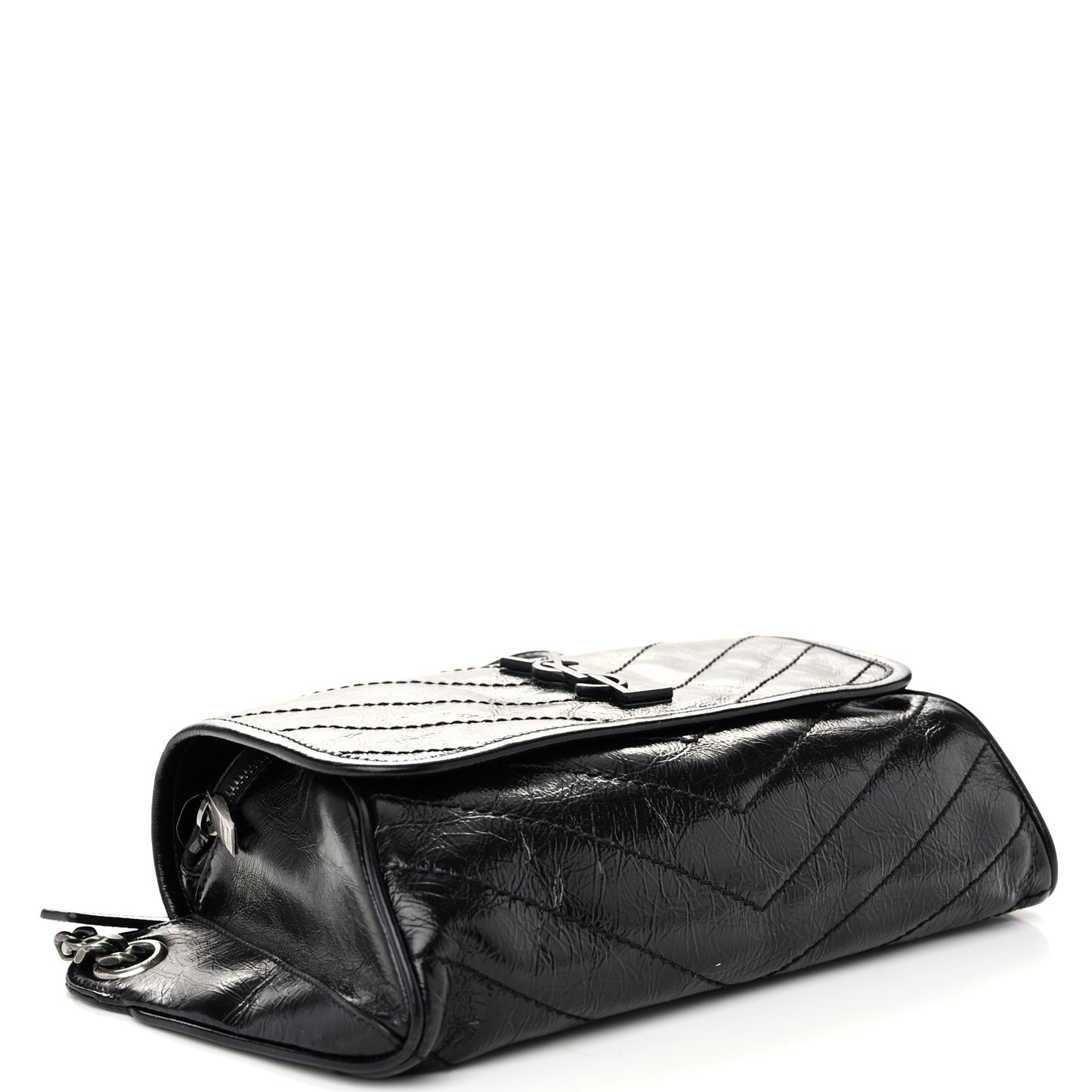 Crinkled Calfskin Matelasse Monogram Niki Body Bag Black