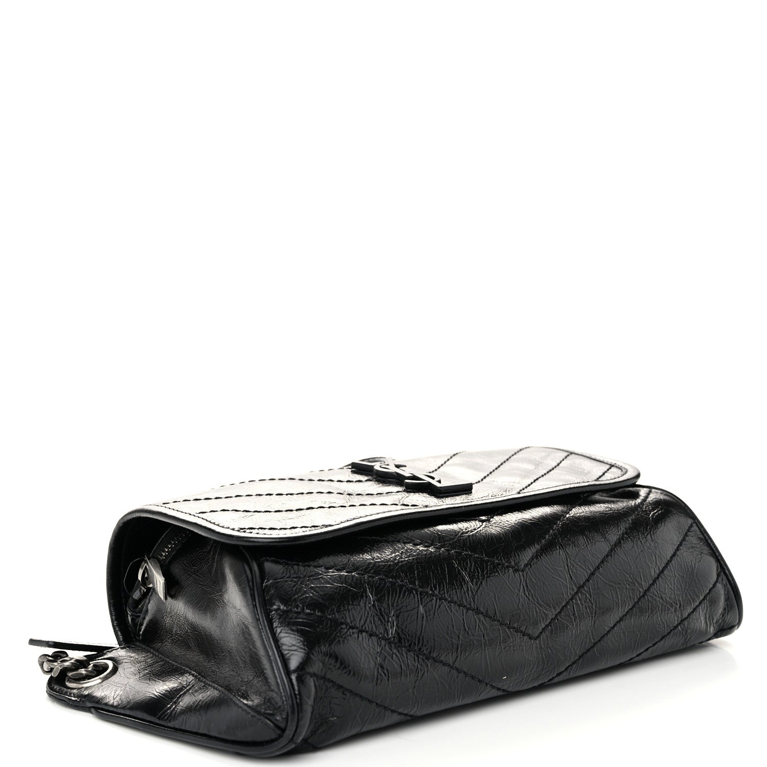 Saint Laurent Crinkled Calfskin Matelasse Monogram Niki Body Bag Black 4 of 11