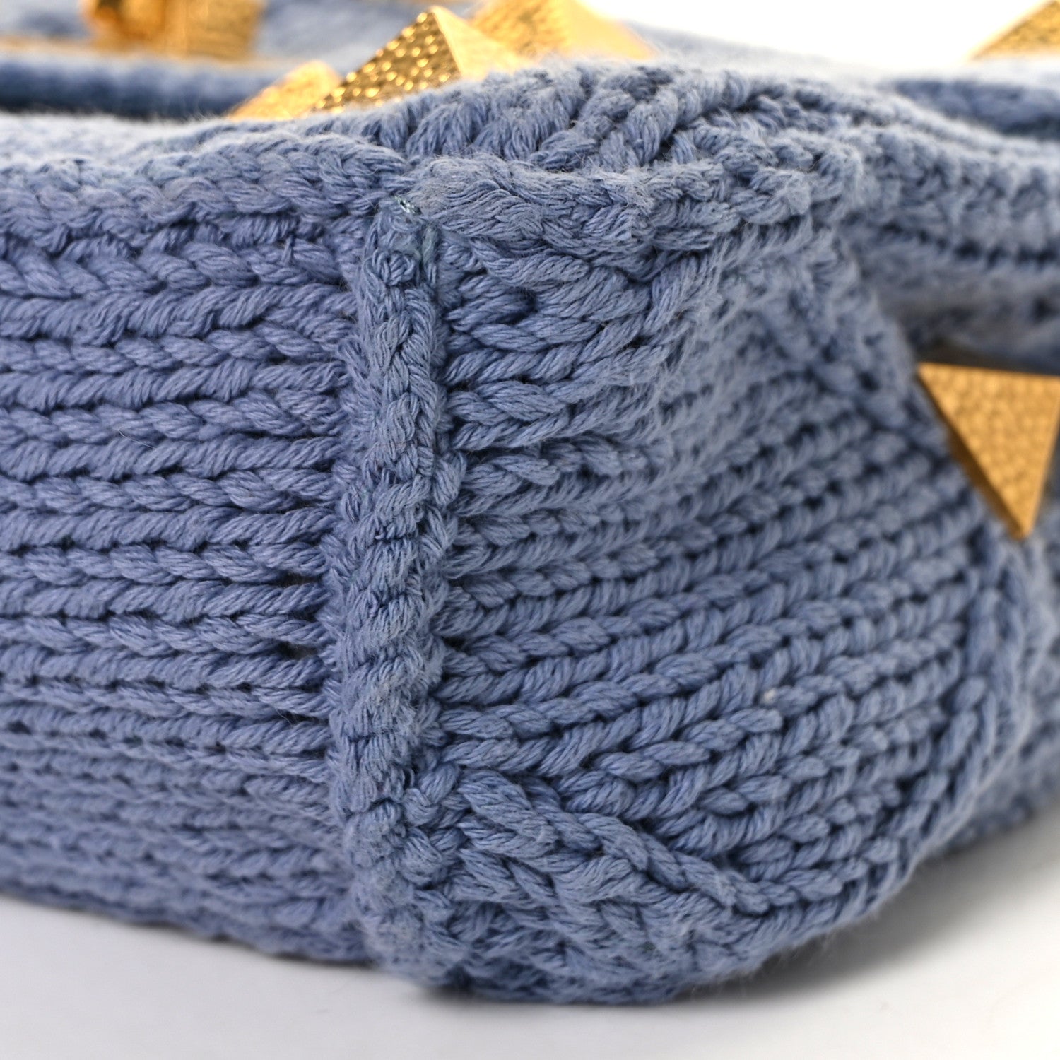 Valentino Garavani Knit Medium Roman Stud Shoulder Bag Niagara 13 of 14