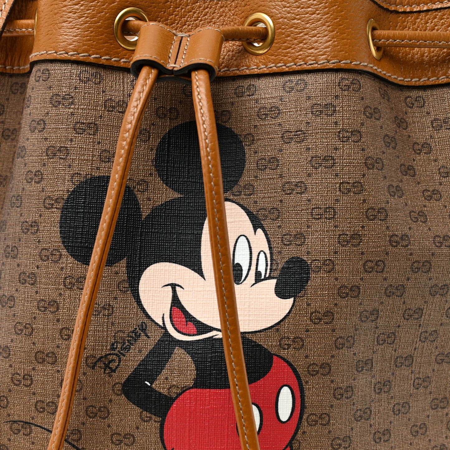 X DISNEY Mini Vintage GG Supreme Monogram Bucket Bag Beige Vintage Sun Oil