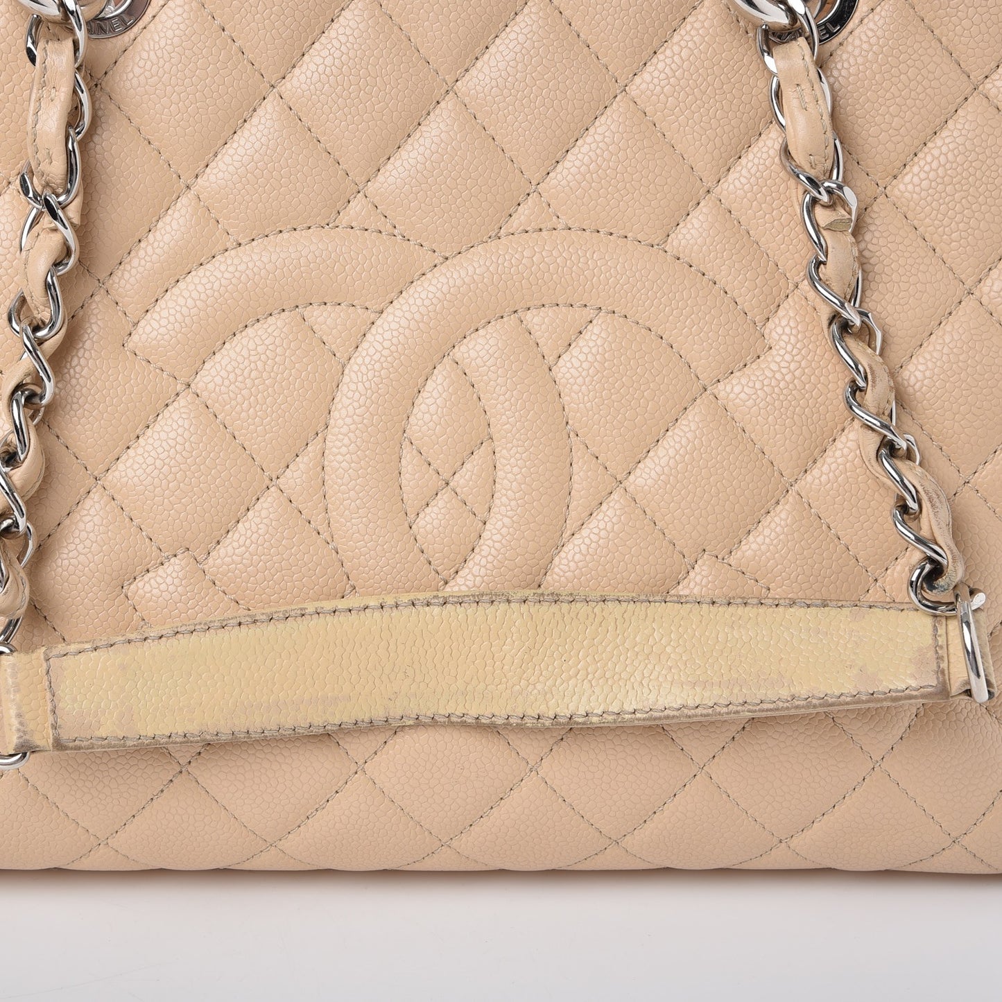 Caviar Quilted Grand Shopping Tote GST Beige Clair