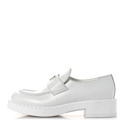 Prada Spazzolato Triangle 50mm Loafers 41 White 1 of 12