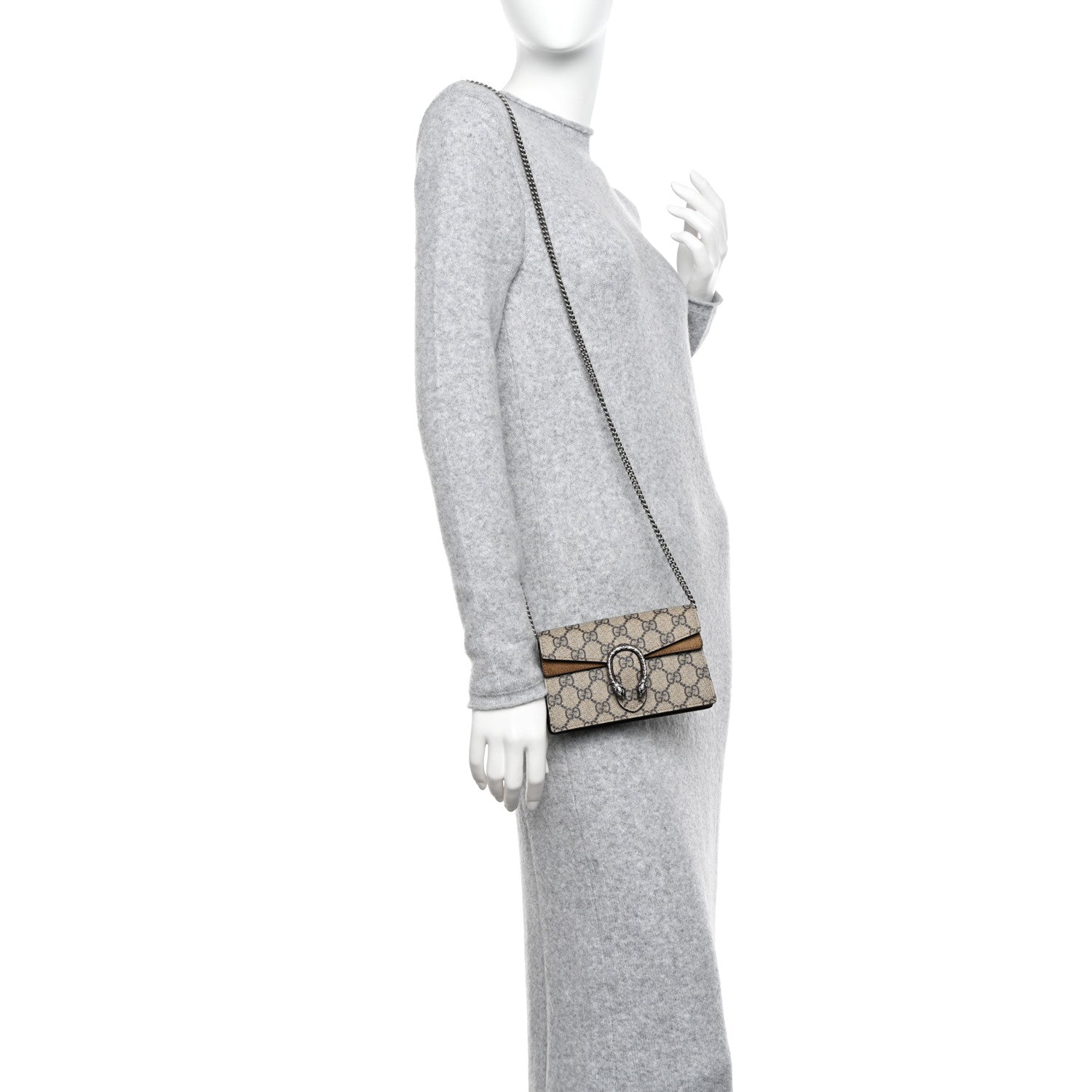 Gucci GG Supreme Monogram Super Mini Dionysus Shoulder Bag Taupe 2 of 12