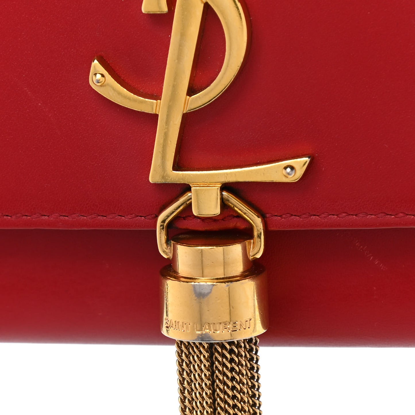 Smooth Calfskin Medium Classic Monogram Kate Tassel Satchel New Red