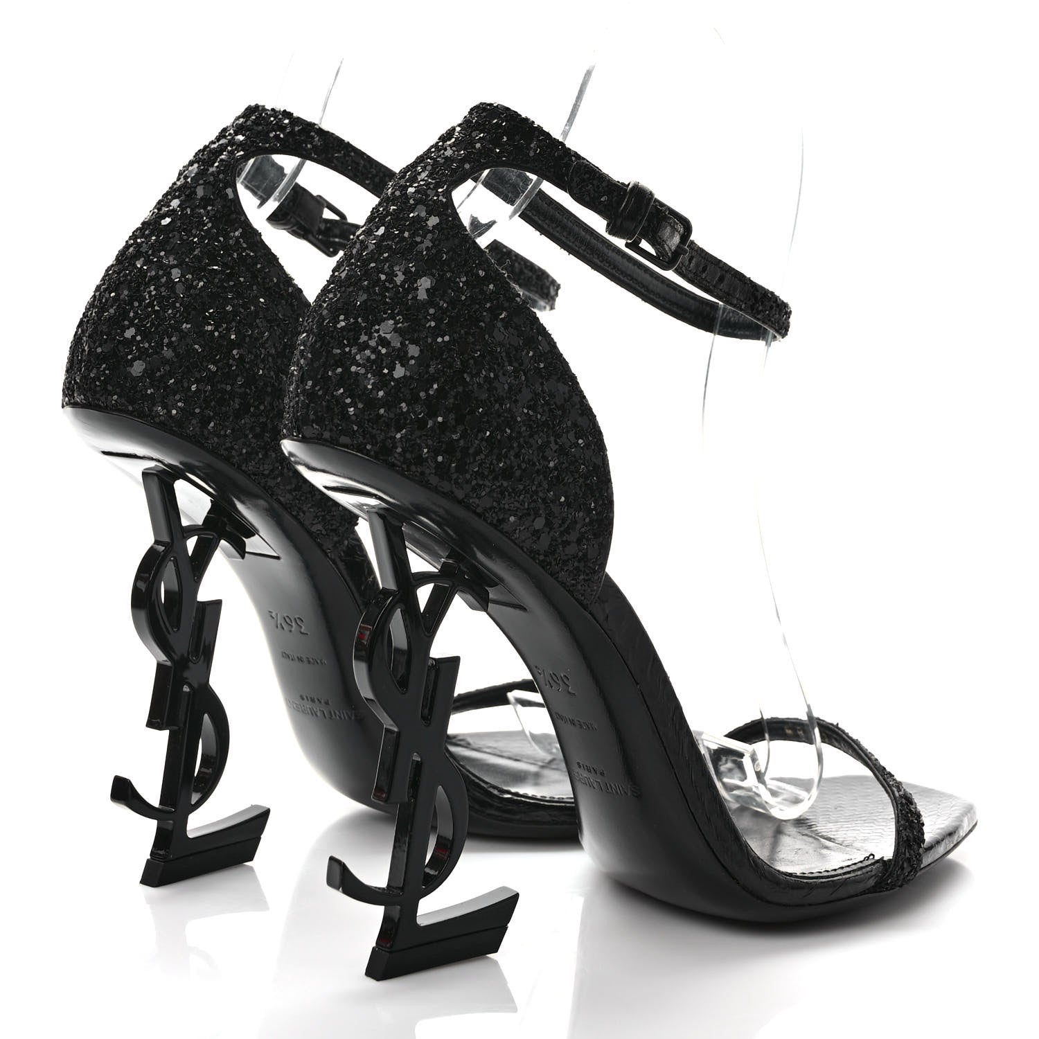 Saint Laurent Glitter Opyum Sandals 36.5 Black 4 of 8