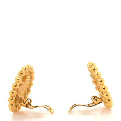 Chanel Metal CC Round Clip-On Earrings Gold Black 3 of 4