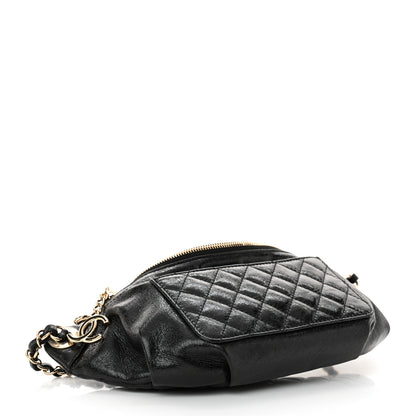 Chanel Crumpled Glazed Lambskin Quilted Waist Bag Fanny Pack Black 4 of 11