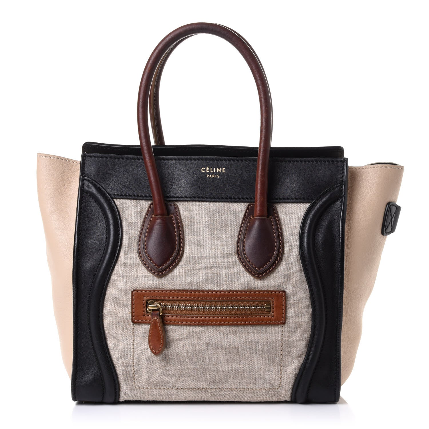 Celine Calfskin Linen Micro Tri-Color Luggage Beige 1 of 9