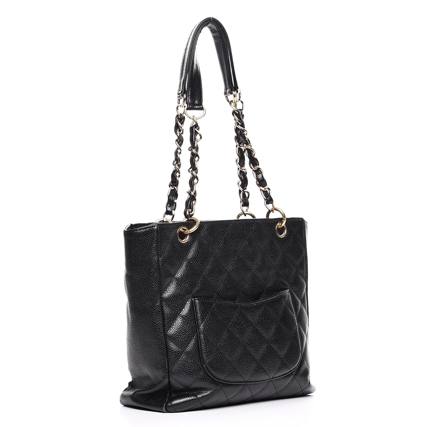 Caviar Quilted Petit Shopping Tote PST Black
