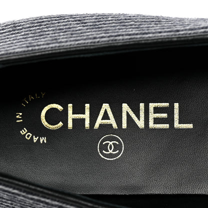 Chanel Fabric Lambskin Womens CC Stripe Mocassin Loafers 41 Grey Dark Blue 8 of 8