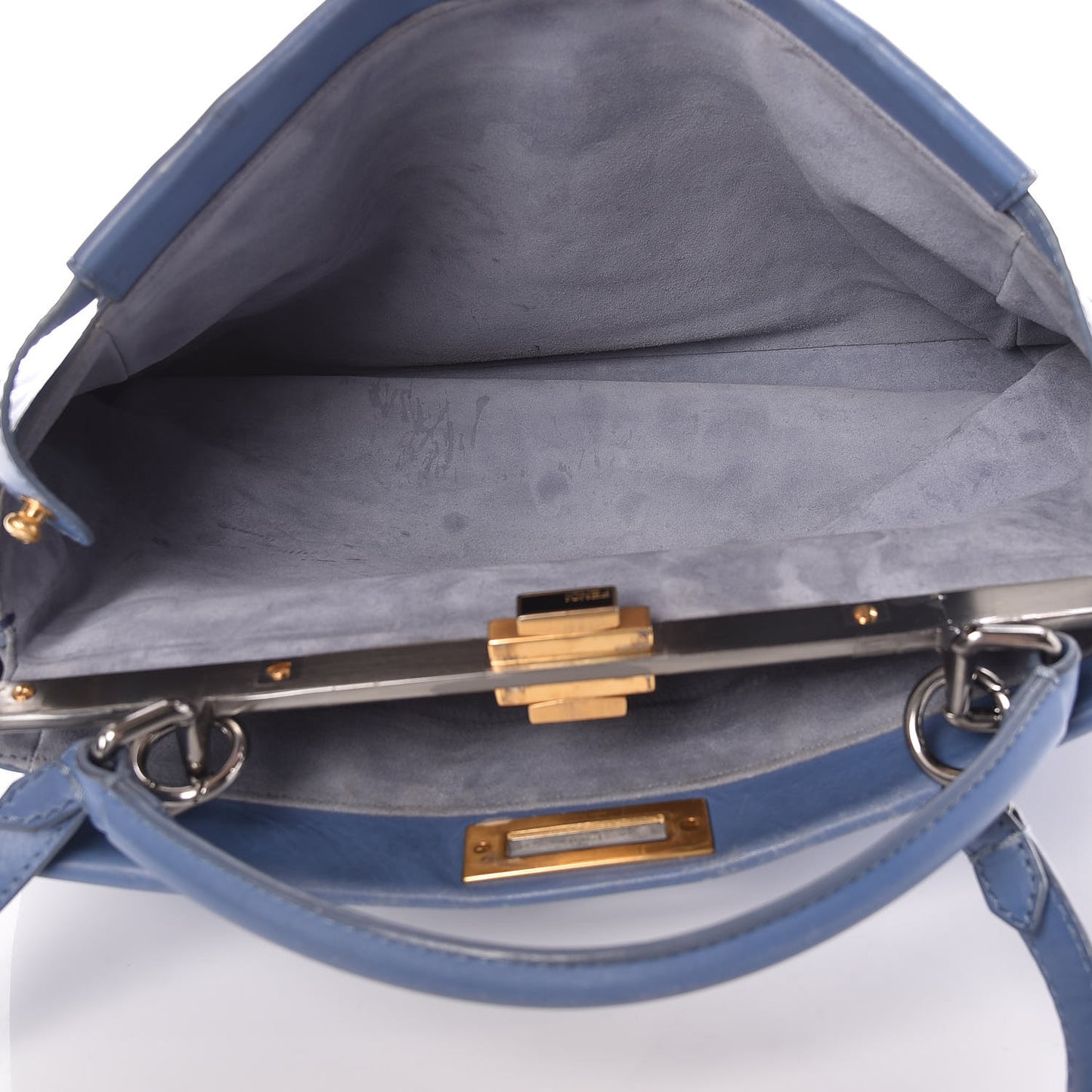 Vitello Suede Large Peekaboo Iconic Satchel Ortensia Black