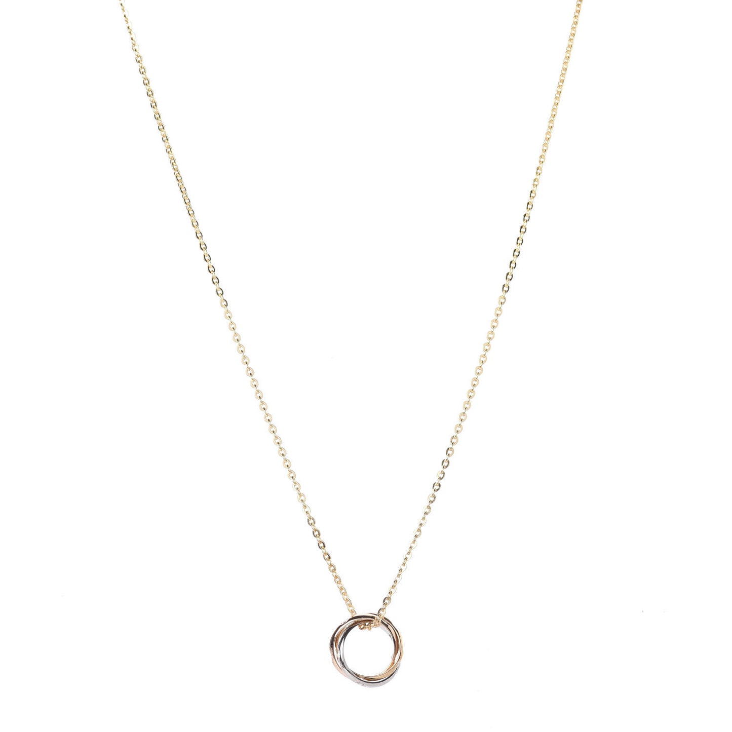 18K Pink Yellow White Gold 15 Diamond Trinity Pendant Necklace