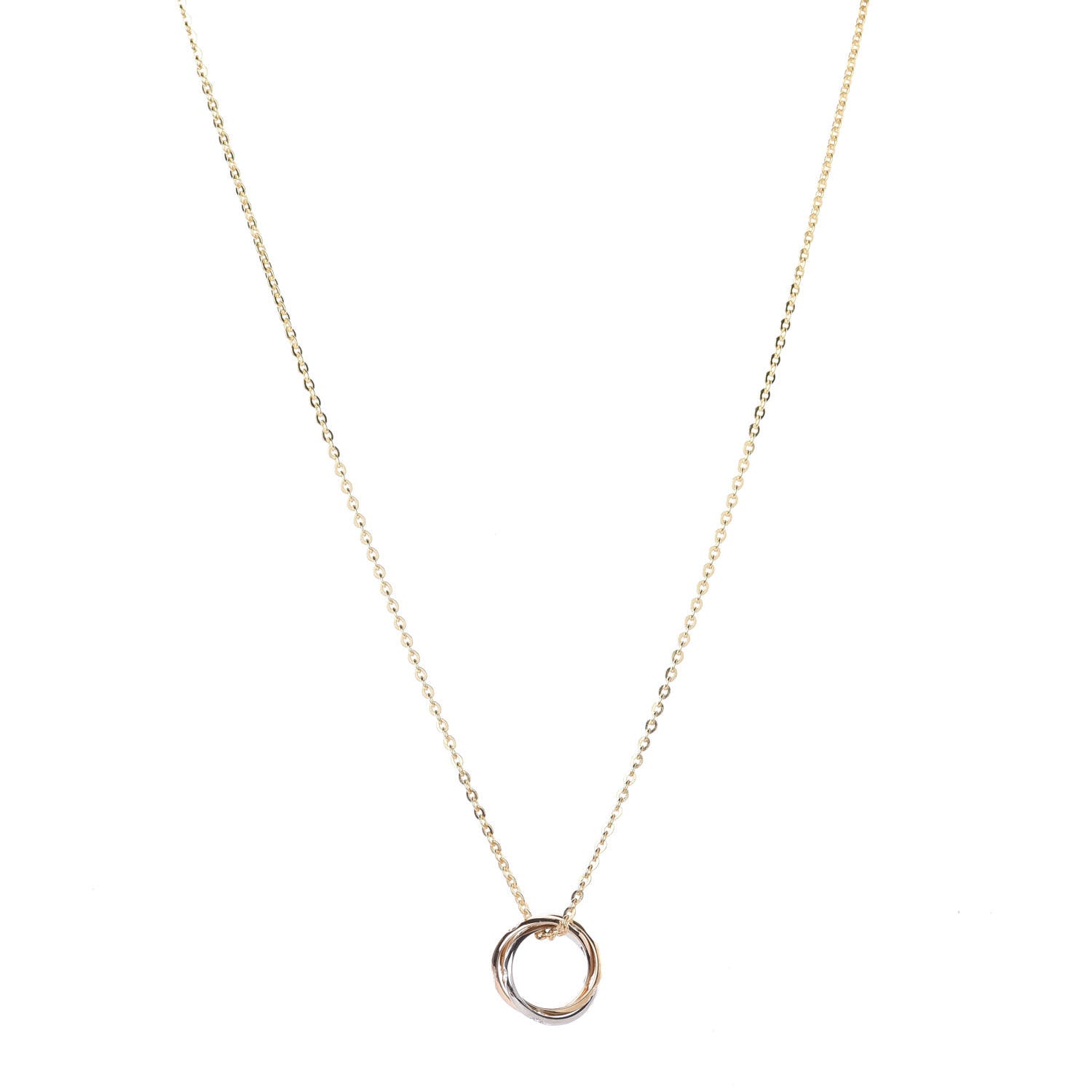 Cartier 18K Pink Yellow White Gold 15 Diamond Trinity Pendant Necklace 1 of 4