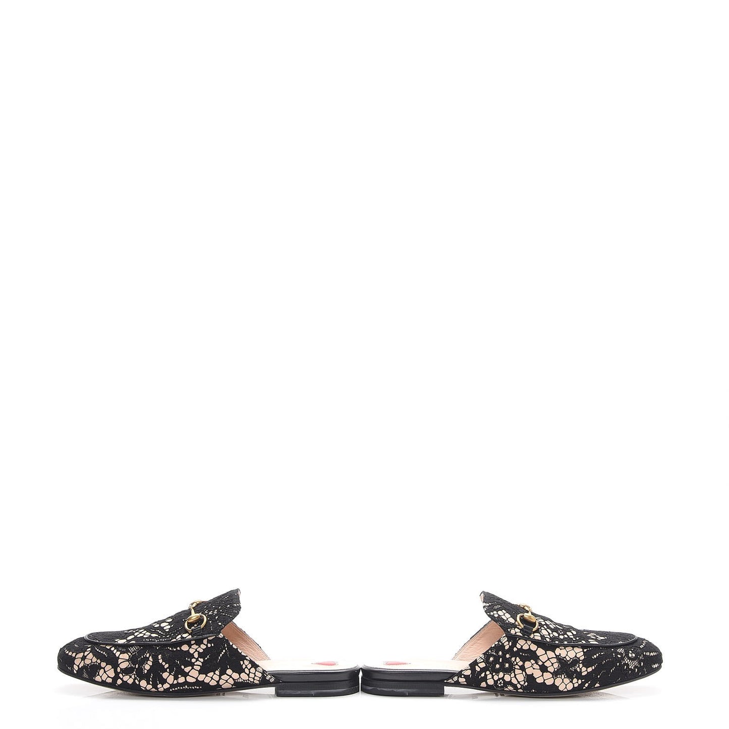 Leather Lace Horsebit Princetown Slippers 37.5 Black