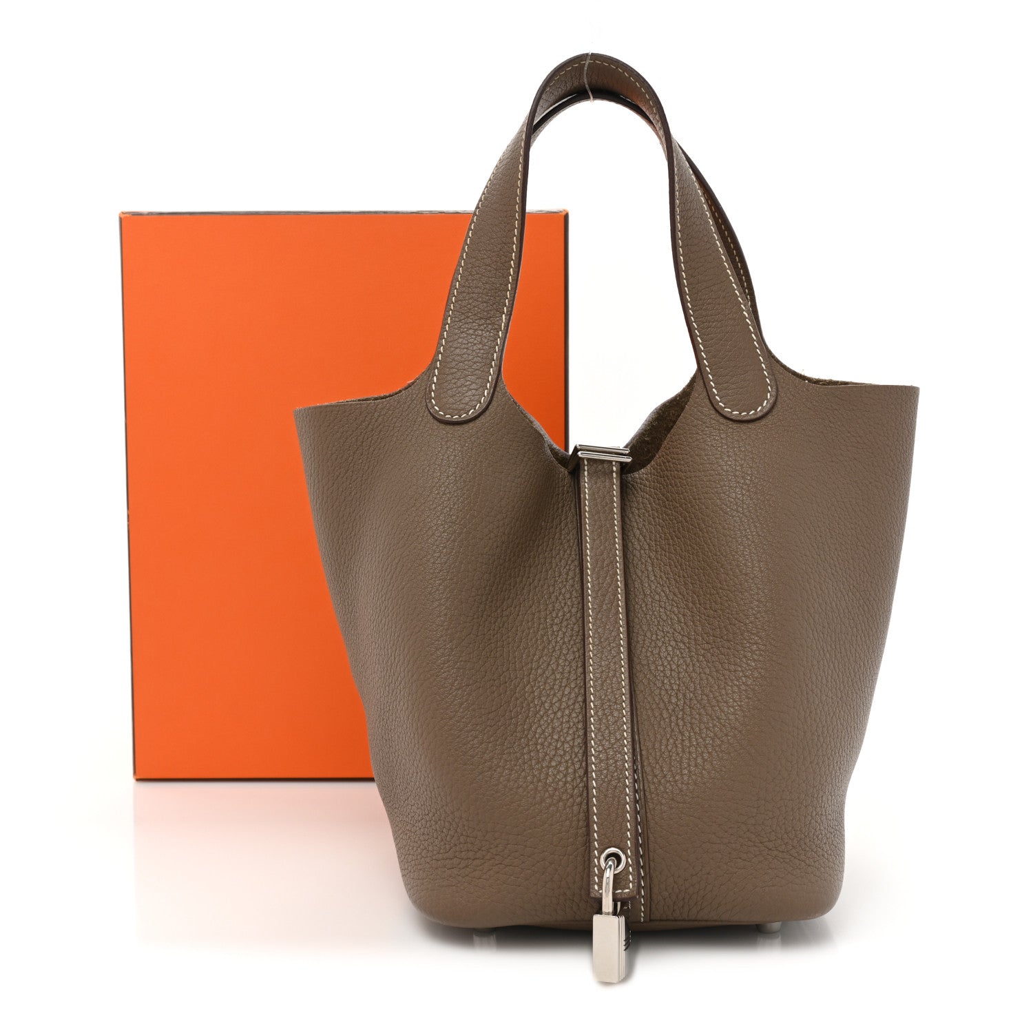 Hermes Taurillon Clemence Picotin Lock 18 PM Etoupe 14 of 14