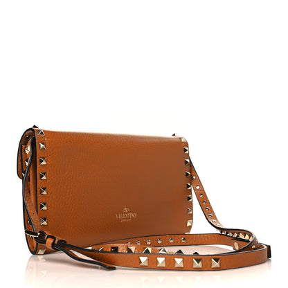 Valentino Garavani Pebbled Calfskin Medium Rockstud Flip Lock Crossbody Bag Bright Cognac 3 of 8
