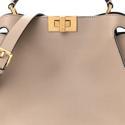 Fendi Vitello Tahiti Burro Medium Peekaboo Iconic Essentially Satchel Tortora Black 7 of 11